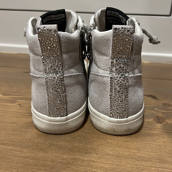 VINTAGE HAVANA Womens Dyno Rhinestone High Sneakers Shoes Casual - Grey - Picture 3 of 5